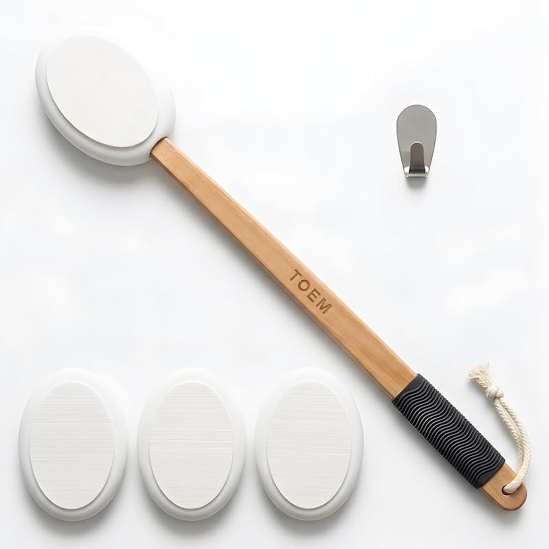 Toem back lotion applicator with four pads and hook